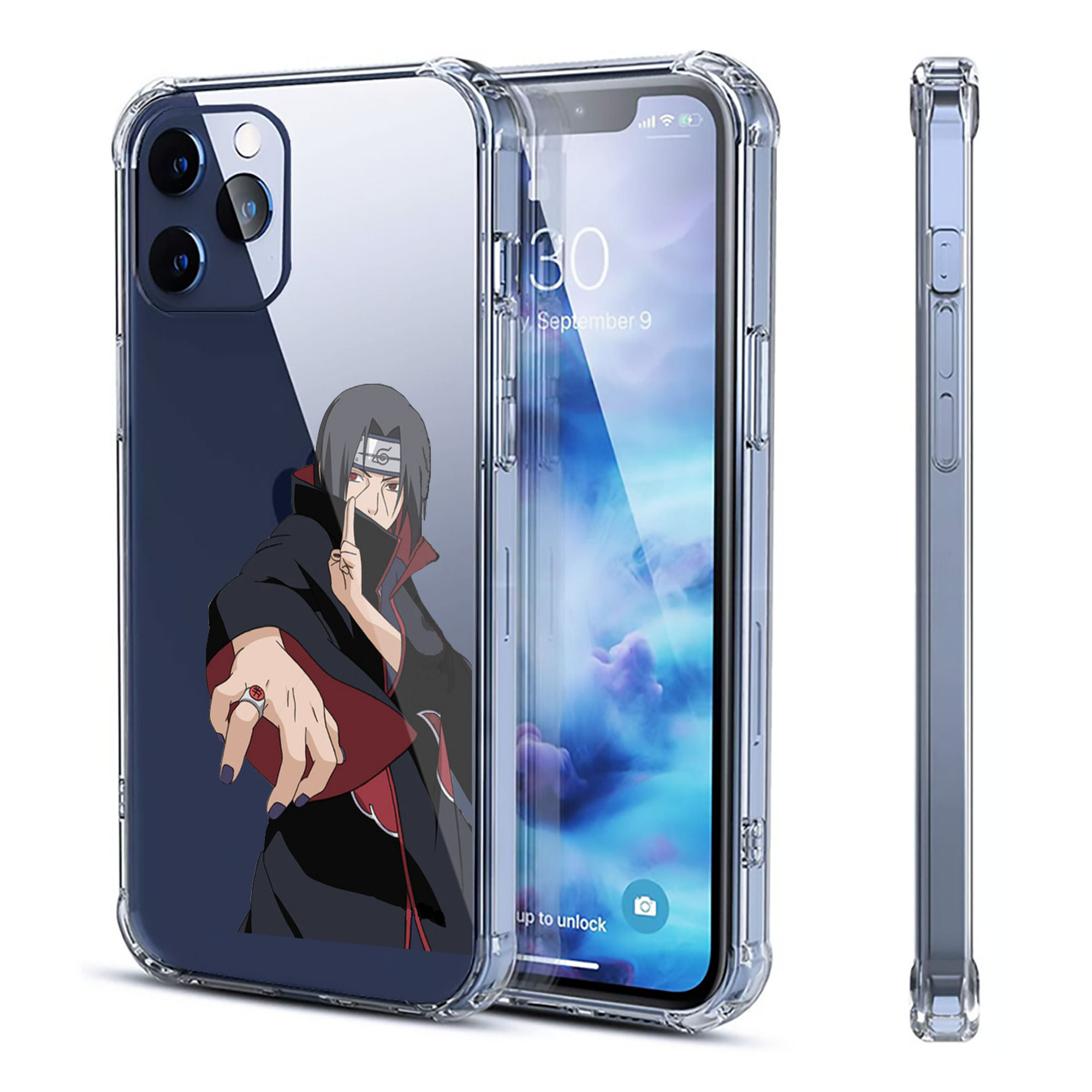（画像用） NARUTO -ナルト- うちは イタチ Uchiha Itachi 【iPhone 12シリーズ対応】透明スマホケース（クリアソフトケース）